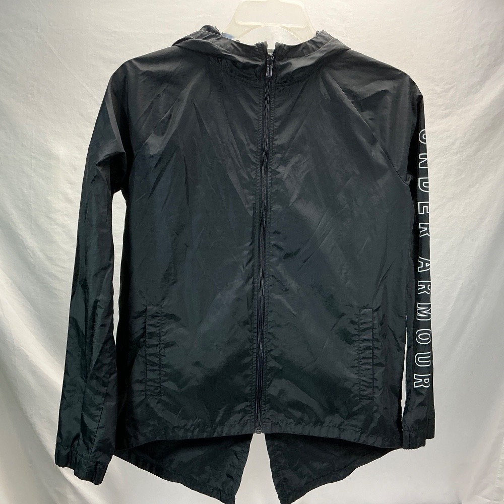 Under Armour Windbreaker Jacket Full Zip Lightweight Running Black Loose S